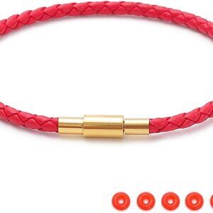 Luxury Adjustable Charm Bracelet - Leather & 18K Gold-Plated Stainless Steel